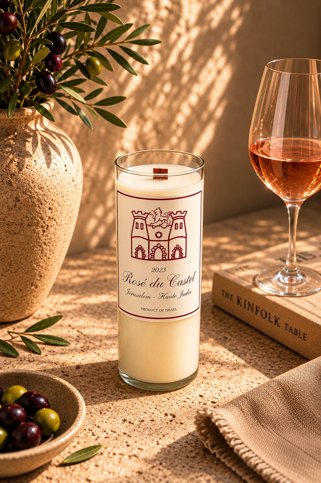 נר יין Rosé du Castel – מהדורה ירושלמית יוקרתית